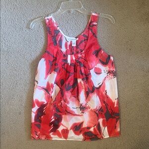 Calvin Klein Red and White Floral Sleeveless Top